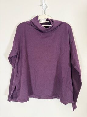 Eileen Fisher Plum Funnel Neck Long Sleeve Sweatshirt